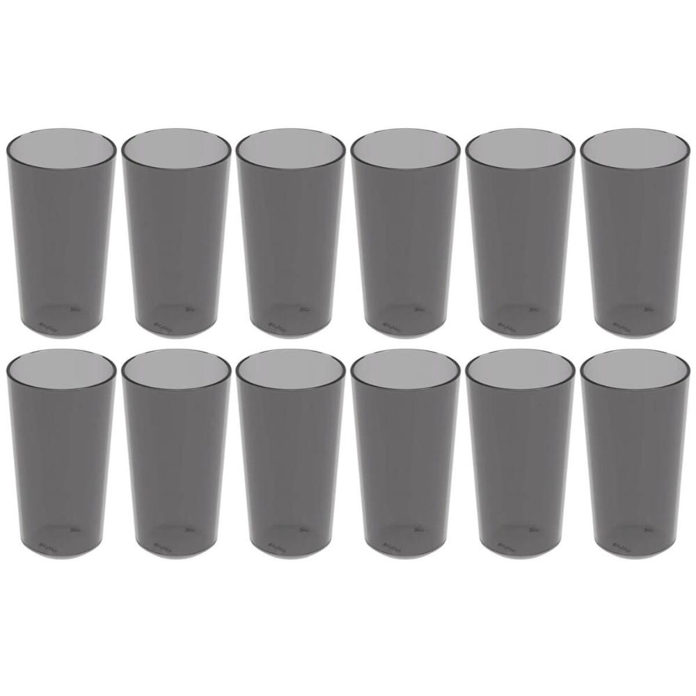 12 Copos Alto 500ml Fumê Plástico Escolar Refeitório Lanche Restaurante Crippa