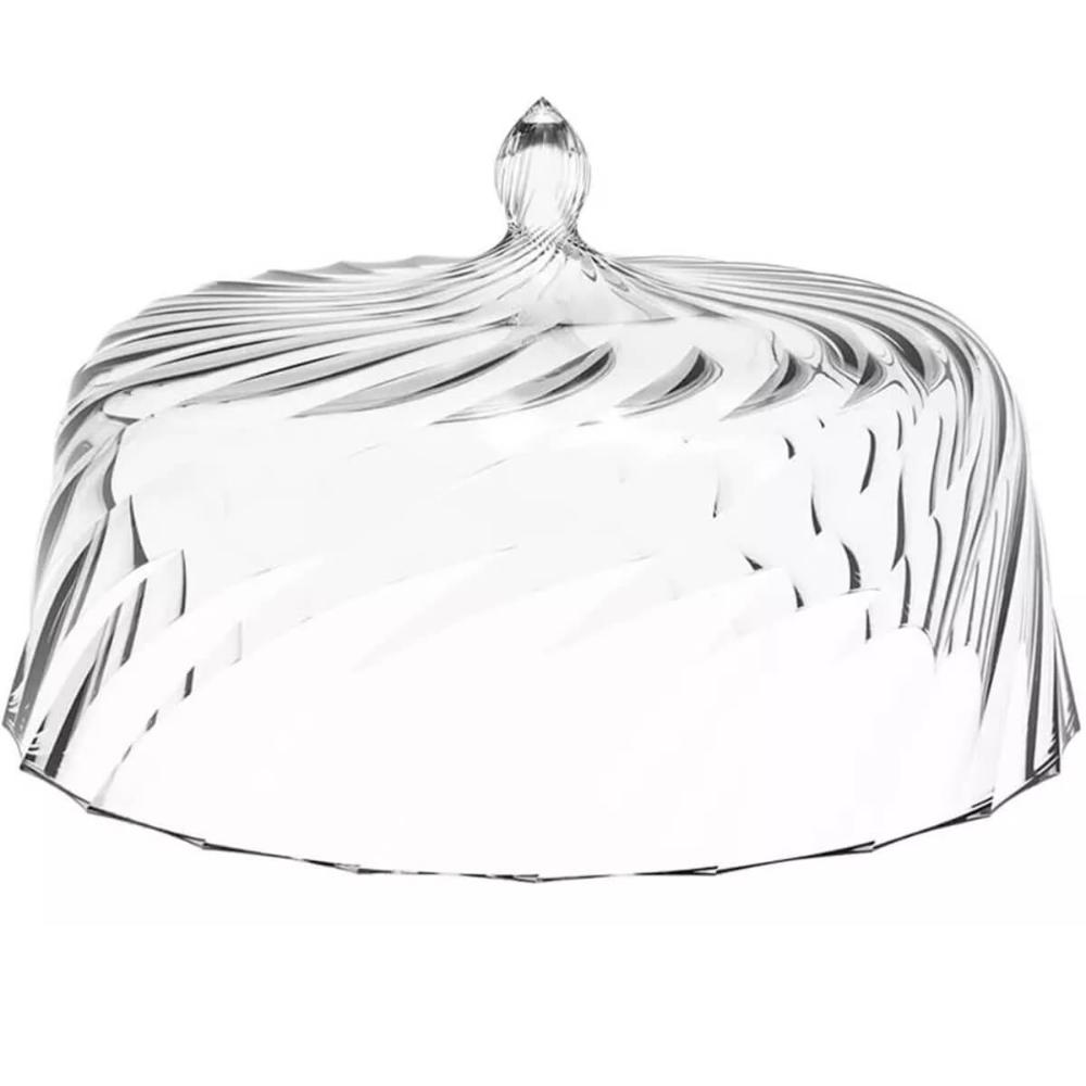 2 Porta Bolos Boleira com Cúpula e Pé 34cm Transparente Torta Doces Crippa Glassy