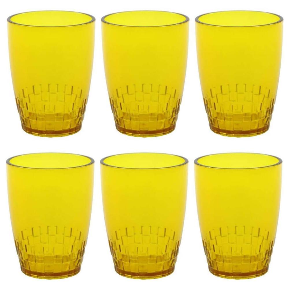24 Copos Crippa 300ml Plástico Amarelo Água Suco Refrigerante Escolar Lanche