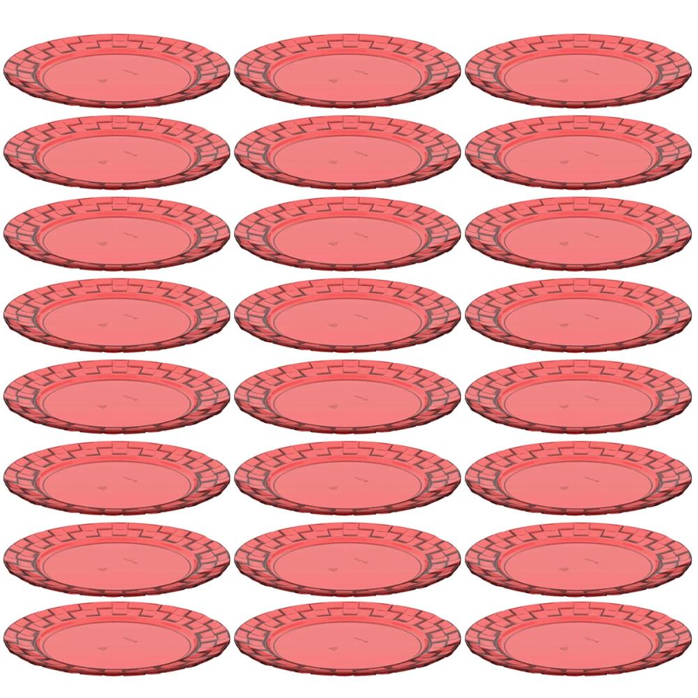 24 Pratos Vermelho 19cm Bandeja para Servir Mesa Posta Porções Aperitivos Crippa