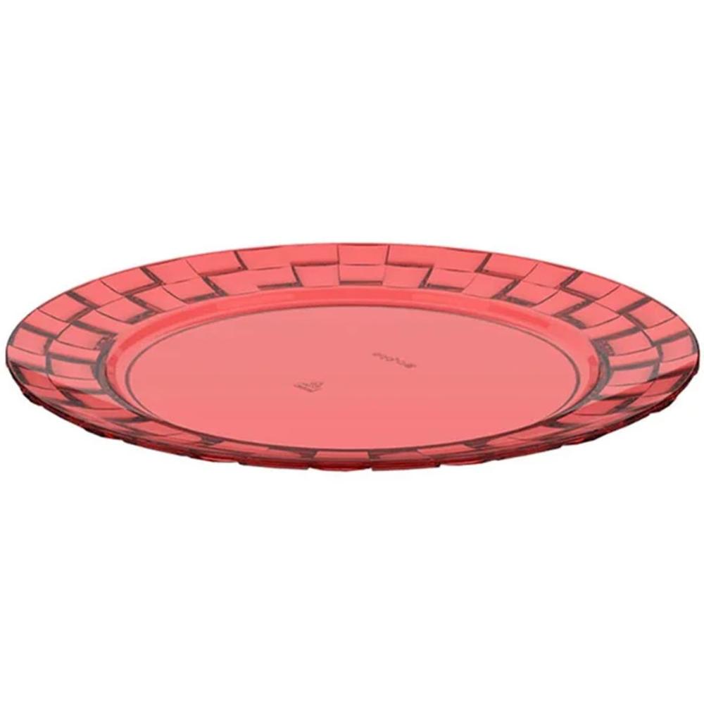 24 Pratos Vermelho 19cm Bandeja para Servir Mesa Posta Porções Aperitivos Crippa