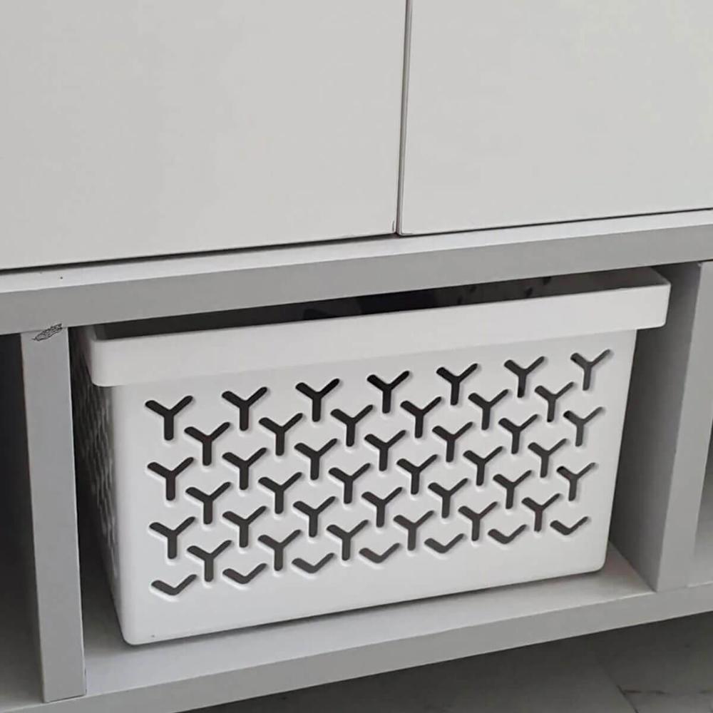 4 Cestos Organizadores Branco Crippa Caixa Média Retangular Closet Escritório Banheiro