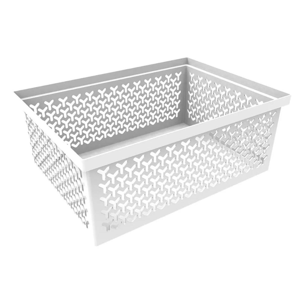 4 Cestos Organizadores Branco Crippa Caixa Média Retangular Closet Escritório Banheiro