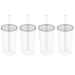 4 Copos com Tampa e Canudo 500ml Crippa Transparente Plástico Água Suco Bebidas