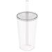 4 Copos com Tampa e Canudo 500ml Crippa Transparente Plástico Água Suco Bebidas