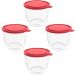 4 Potes com Tampa 1,9L Redondo Crippa Transparente e Vermelho Bacia Alimentos Frutas