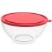 4 Potes com Tampa 3,1L Redondo Hermético Bacia Alimentos Frutas Transparente e Vermelho Crippa