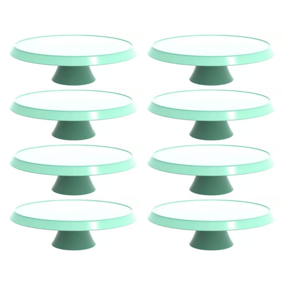 8 Bases Porta Bolos Verde Menta 30cm com Pé Bubble Crippa Suporte Tortas Doces Docerias Confeitaria