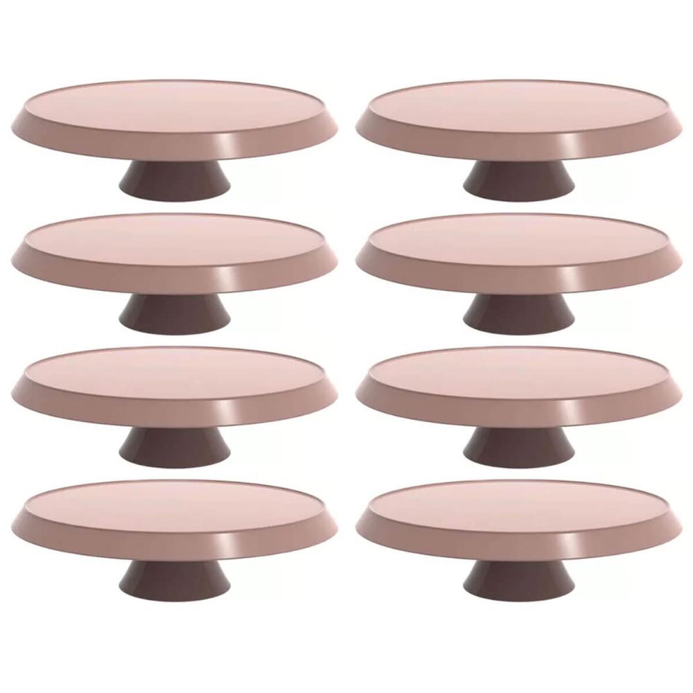 8 Boleiras com Pé Amêndoa Tortas Doces 30cm Bubble Crippa Suporte Mesa Evento