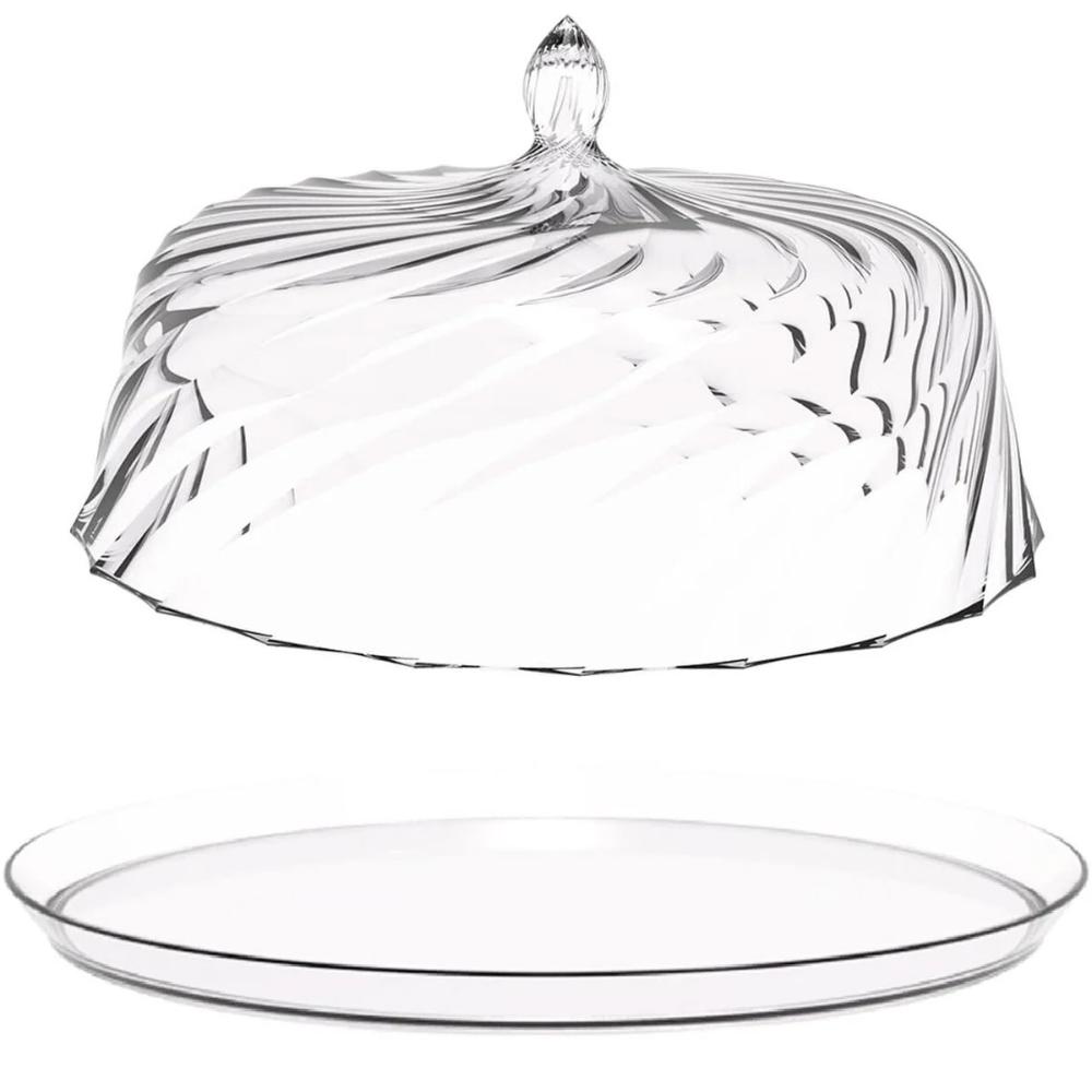 Boleira Porta Bolo com Cúpula 30cm Transparente Glassy Crippa Doces Petiscos