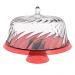Boleira Porta Bolo com Cúpula e Pé 25cm Vermelho Transparente Glassy Crippa Doces