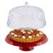 Boleira Porta Bolo com Cúpula e Pé 25cm Vermelho Transparente Glassy Crippa Doces