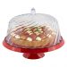 Boleira Porta Bolo com Cúpula e Pé 25cm Vermelho Transparente Glassy Crippa Doces