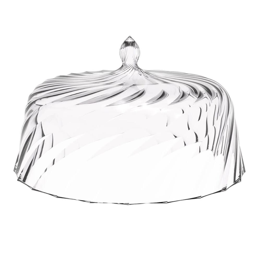 Boleira Porta Bolo com Cúpula e Pé 25cm Vermelho Transparente Glassy Crippa Doces