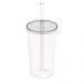 Copo com Tampa e Canudo 500ml Crippa Transparente Plástico Água Suco Bebidas
