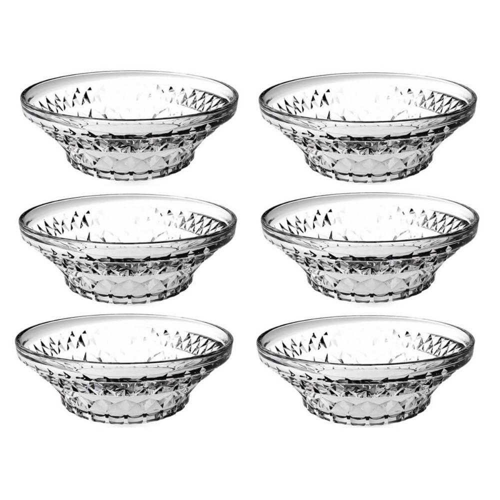 Jogo 6 Potes de Sobremesa Doces 330ml Glassy Crippa Plástico Transparente Tigelas Potes