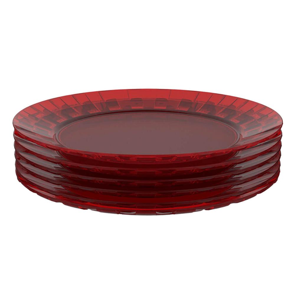 Jogo 6 Pratos Vermelhos Grandes 26cm Crippa Servir Mesa Posta Porções Aperitivos