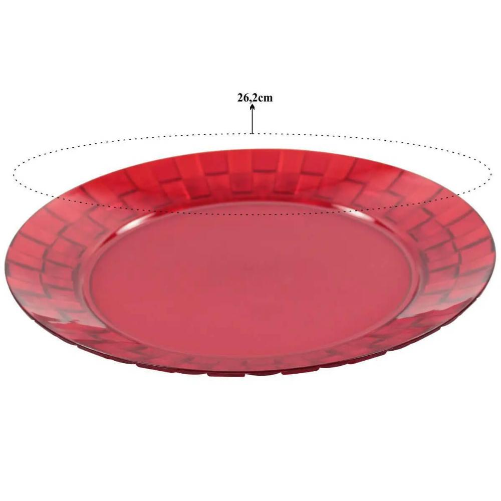 Jogo 6 Pratos Vermelhos Grandes 26cm Crippa Servir Mesa Posta Porções Aperitivos