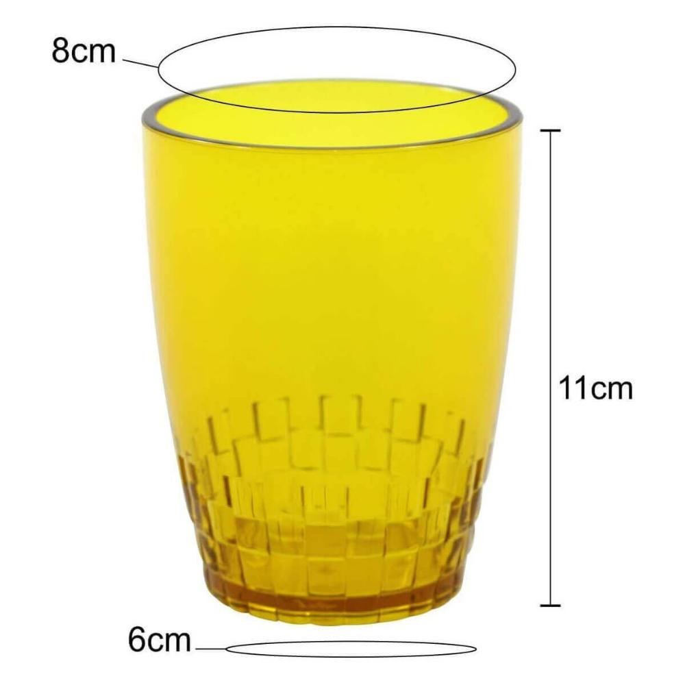 Kit 12 Copos Crippa 300ml Plástico Amarelo Água Suco Refrigerante Escolar Lanche 