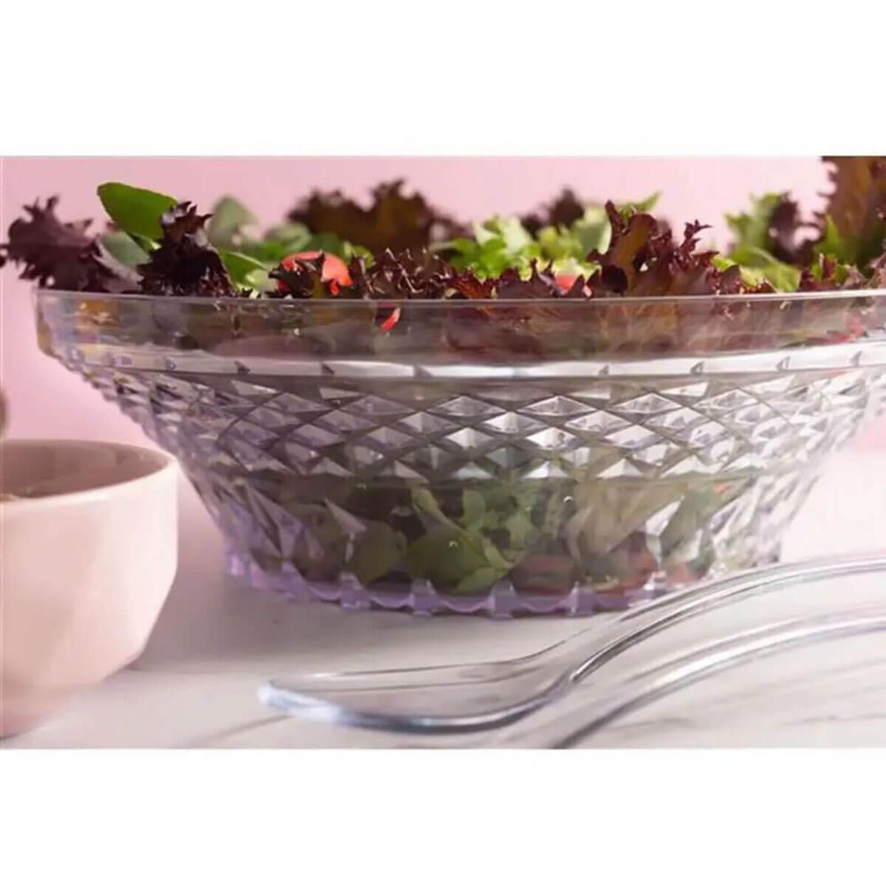 Kit 12 Tigelas Redondas 3,3L Crippa Transparente Plástica Salada Sobremesa Restaurante