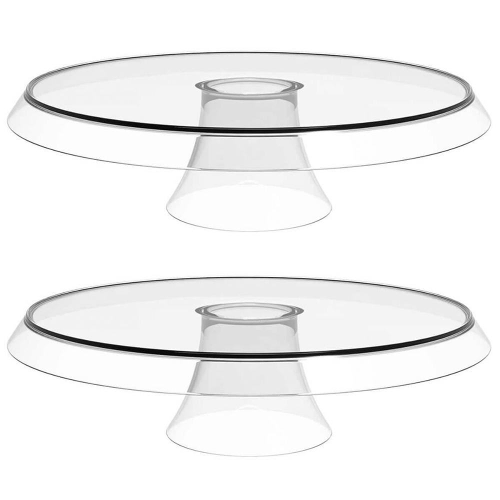 Kit 2 Boleiras Porta Bolo com Cúpula 30cm Transparente Glassy Crippa Doces Petiscos