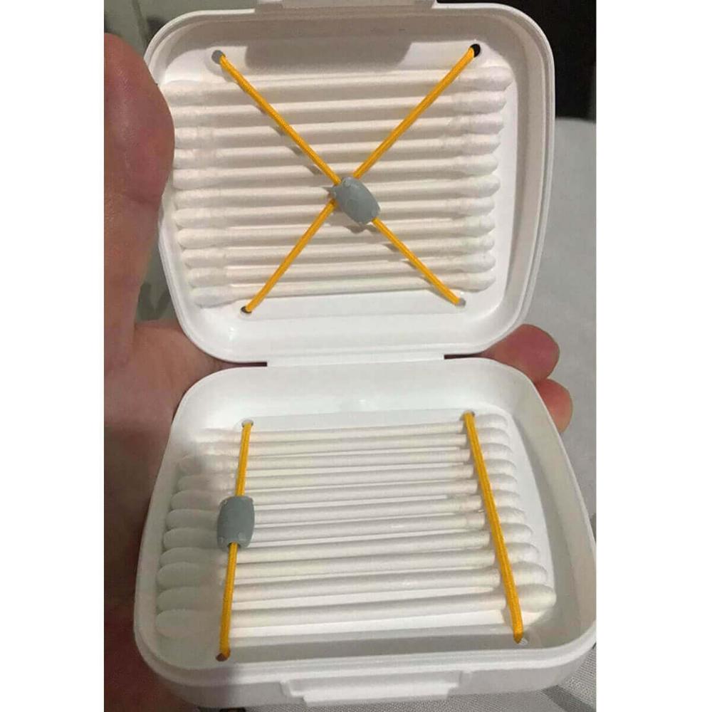 Kit 2 Porta Cotonetes Portátil Branco para Viagem Acessórios com Elástico Interno Crippa