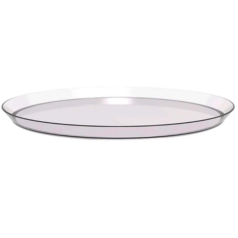 Kit 24 Bandejas Redondas 34cm Poliestireno Doce Salgado Buffet Incolor Crippa Glassy