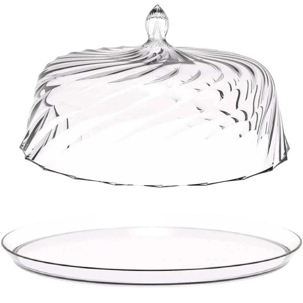 Kit 4 Porta Bolo com Cúpula 30cm Transparente Boleira Glassy Crippa Doces Sobremesas