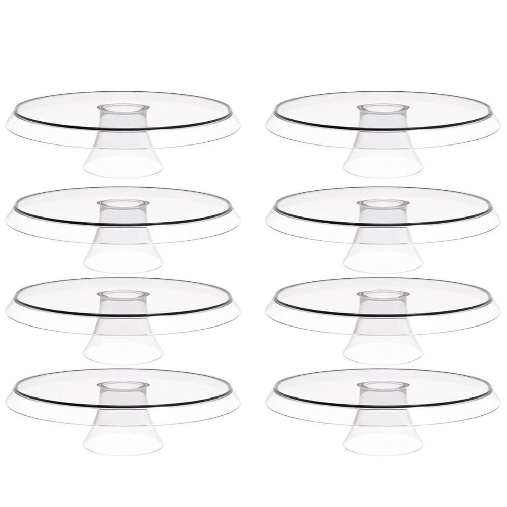 Kit 8 Bases Porta Bolos Tortas Doces 30cm com Pé Transparente Glassy Crippa