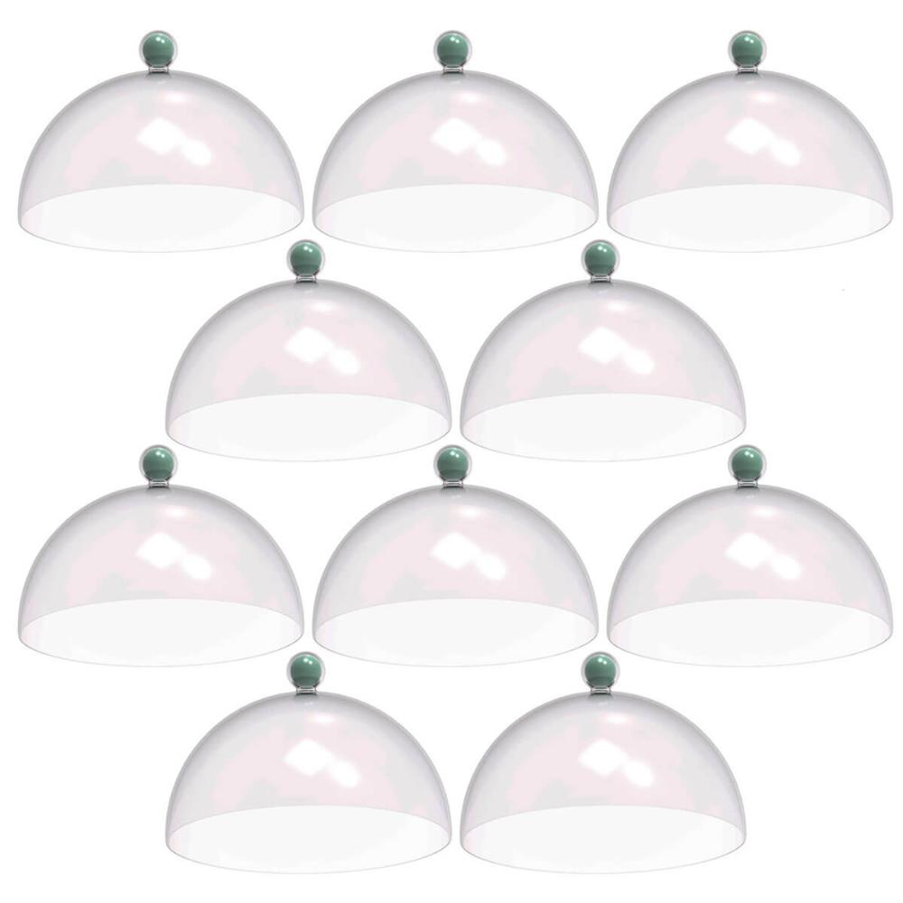 Kit 8 Cúpulas de Plástico 30cm Bolos Tortas Doces Padaria Café Hotel Verde Menta Crippa