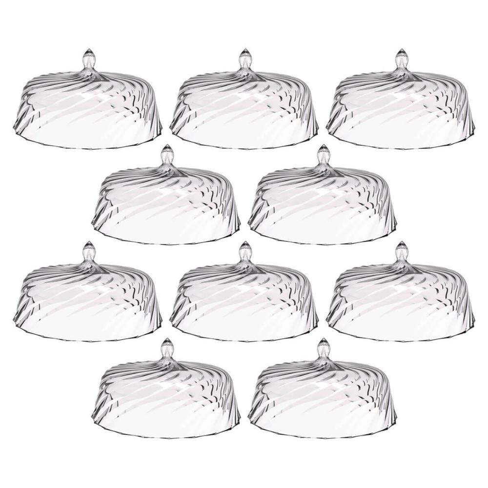 Kit 8 Cúpulas para Bolo de Plástico 30cm Transparente Tortas Doces Confeitaria Hotel Crippa
