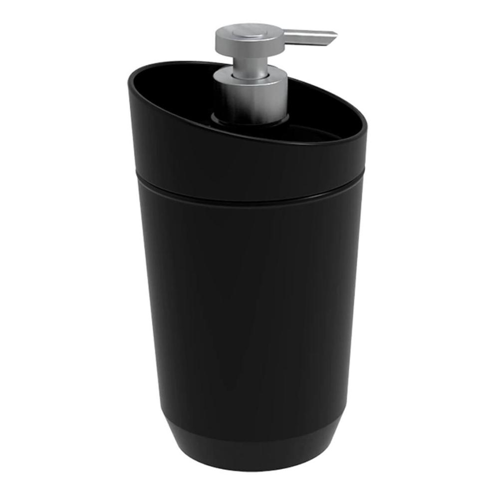 Kit Banheiro Preto Crippa 4 Peças Porta Escova Porta Sabonete Líquido Porta Algodão e Saboneteira