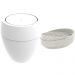 Lixeira Basculante 9L Branca e Porta Sabonete Barra Stone Lunar Crippa