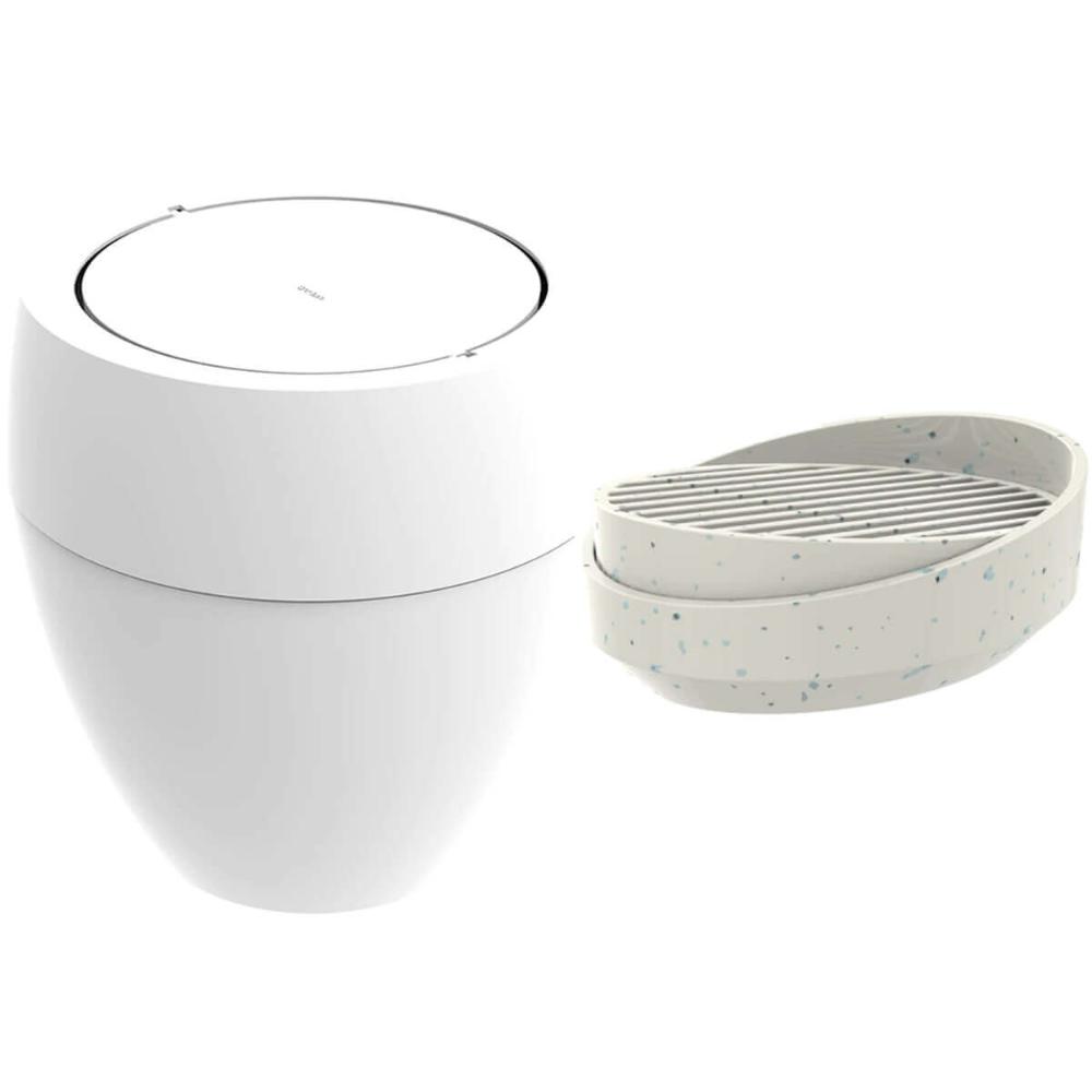 Lixeira Basculante 9L Branca e Porta Sabonete Barra Stone Lunar Crippa