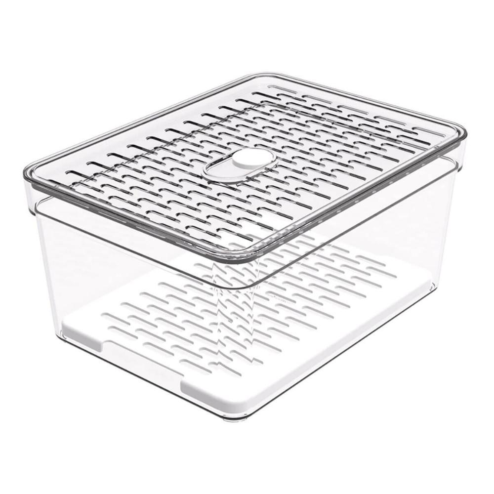 Organizador de Geladeira com Grade 2,3L Transparente Pequeno Frutas Legumes Crippa