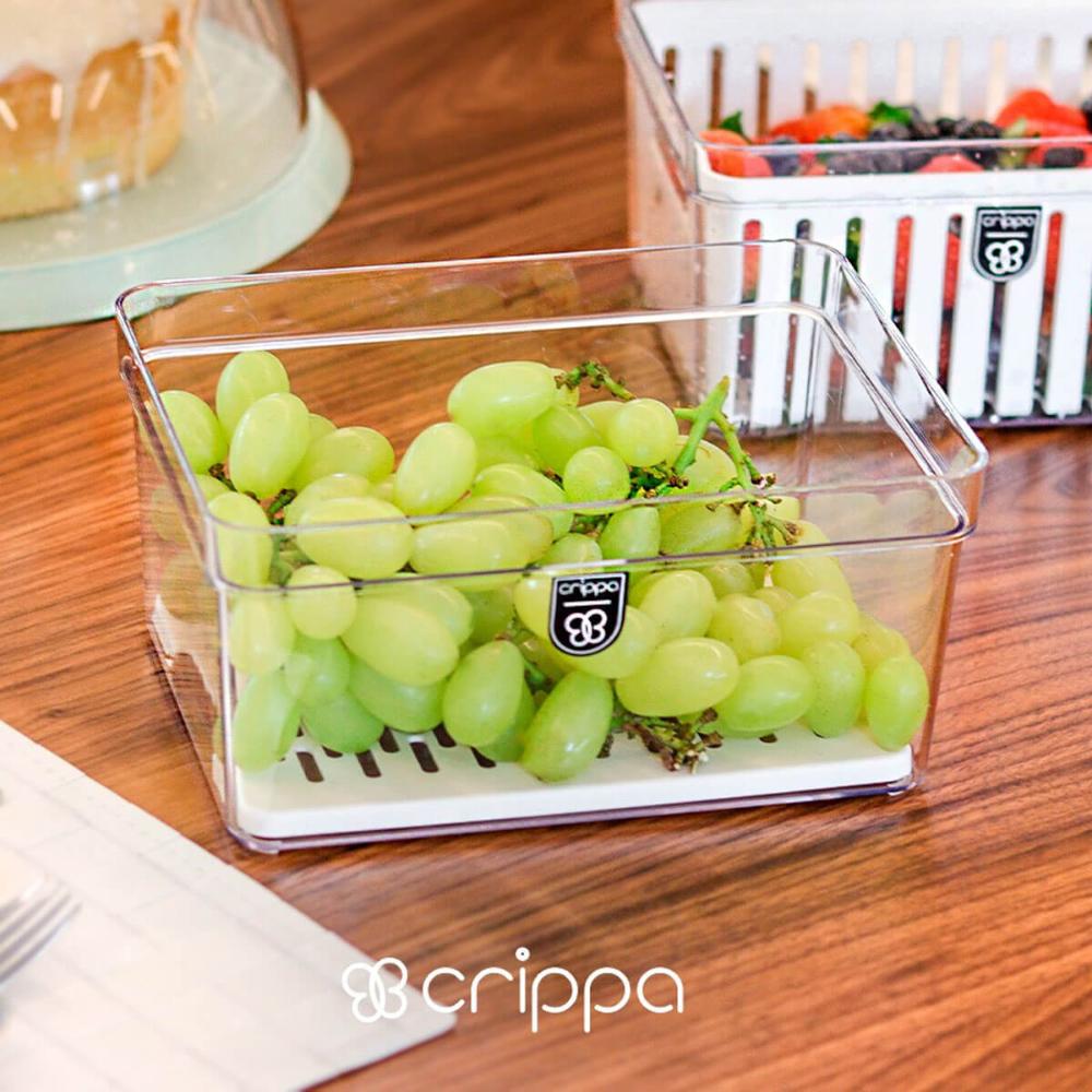 Organizador de Geladeira com Grade 2,3L Transparente Pequeno Frutas Legumes Crippa