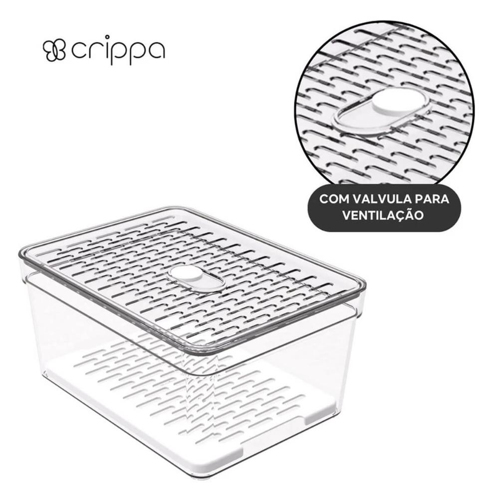 Organizador de Geladeira com Grade 2,3L Transparente Pequeno Frutas Legumes Crippa