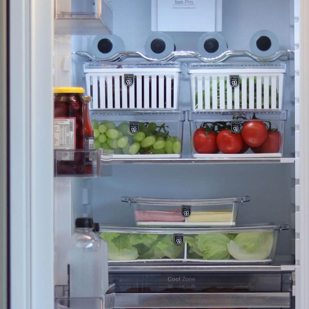 Organizador de Geladeira com Grade 2,8L Transparente Médio Frutas Legumes Crippa