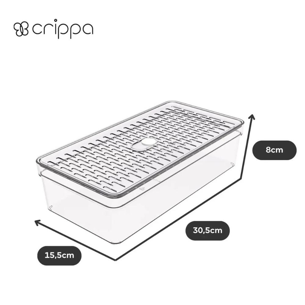 Organizador de Geladeira com Tampa 2,8L Médio Transparente Frutas Legumes Crippa
