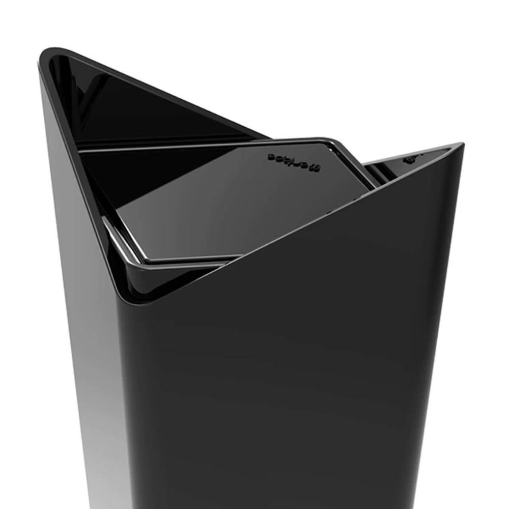 Porta Algodão Cotonete com Tampa Preto Prisma Crippa Organizador Pia Banheiro