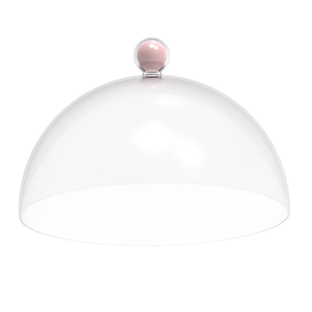 Porta Bolo 25cm Bubble com Cúpula e Pé Himalaia Rosa Crippa Boleira Tortas Doces