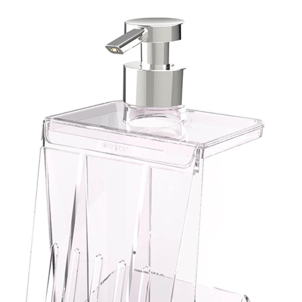 Porta Detergente com Suporte para Esponja Transparente Smart S Crippa Dispenser para Pia Cozinha