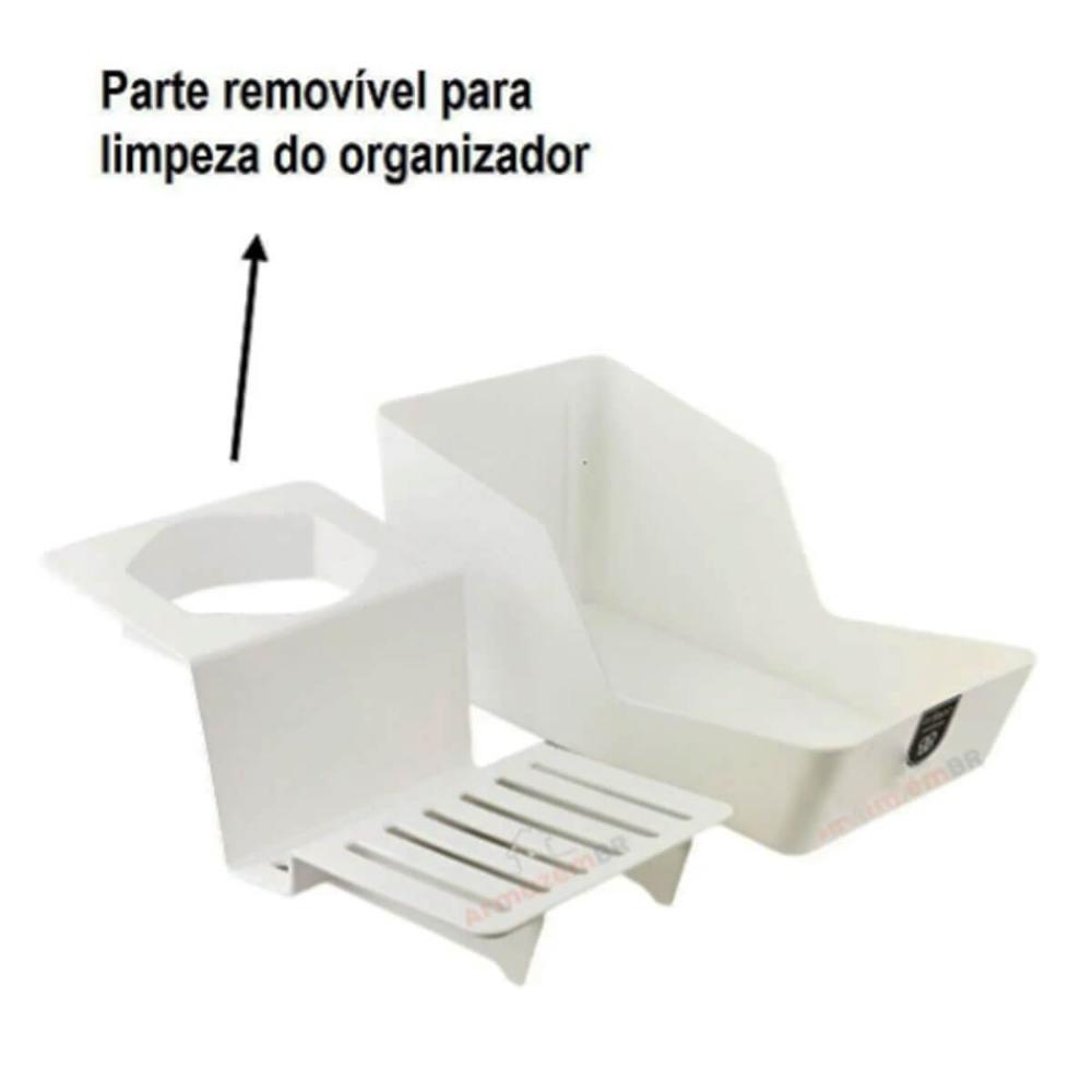 Porta Detergente com Suporte para Sabão e Esponja Branco Smart Crippa Organizador para Pia