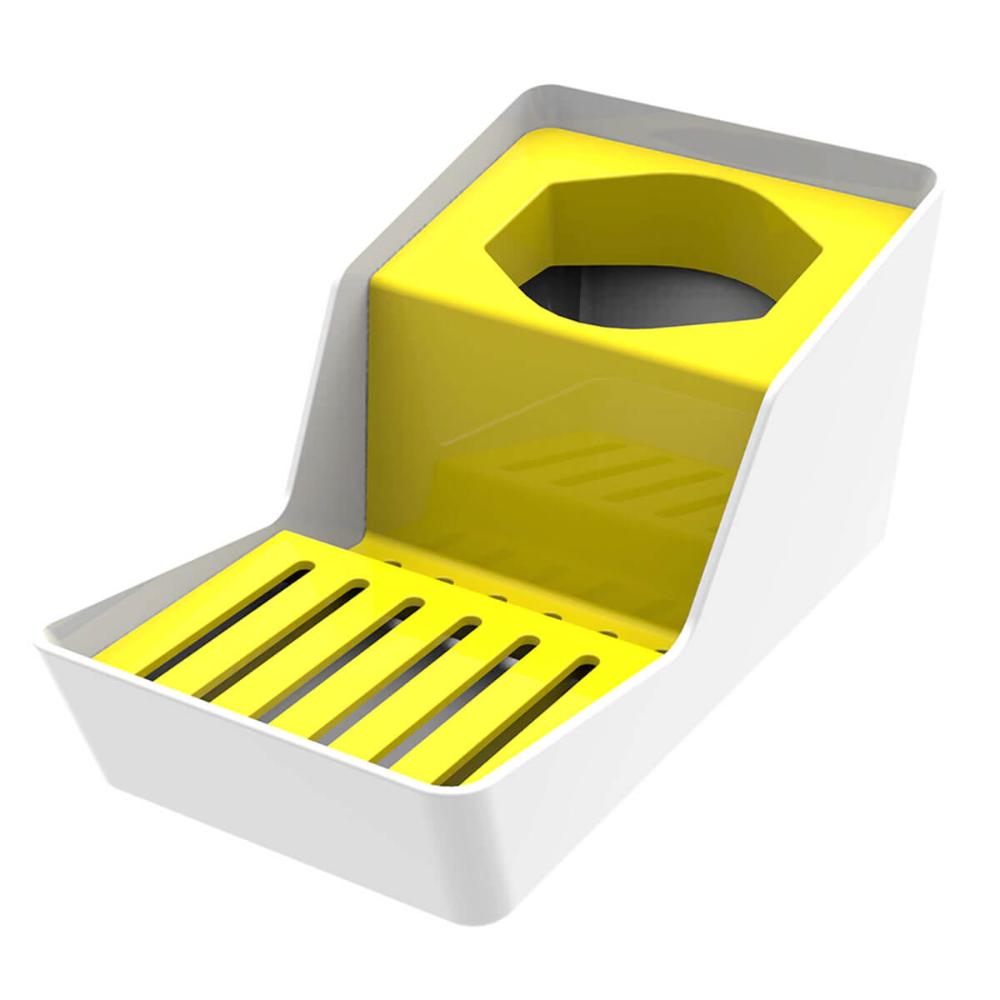 Porta Detergente com Suporte para Sabão e Esponja Branco e Amarelo Smart Crippa Pia