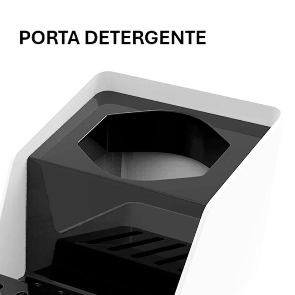 Porta Detergente com Suporte para Sabão e Esponja Branco e Preto Smart Crippa Pia
