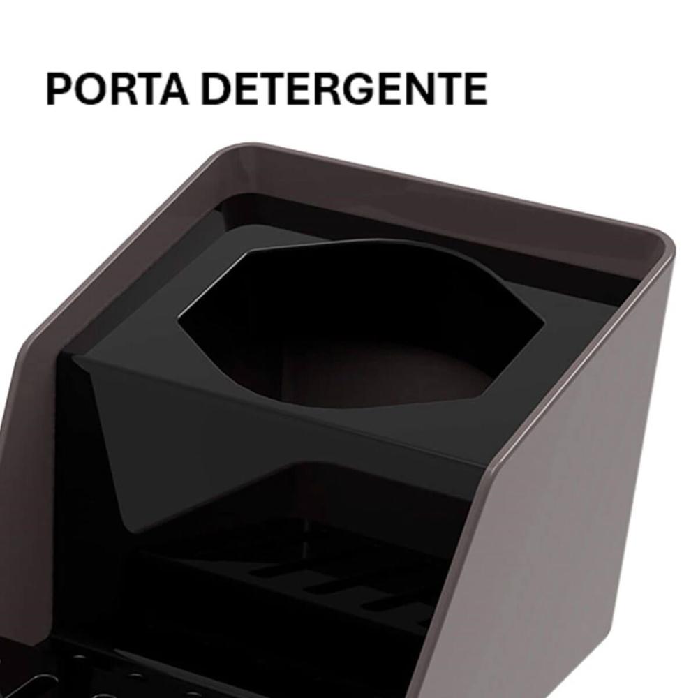 Porta Detergente com Suporte para Sabão e Esponja Preto Smart S Crippa Cozinha