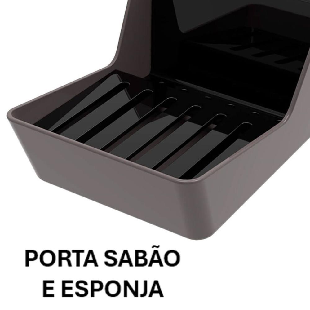 Porta Detergente com Suporte para Sabão e Esponja Preto Smart S Crippa Cozinha