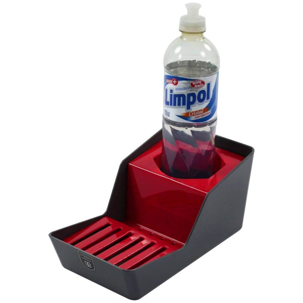 Porta Detergente com Suporte para Sabão e Esponja Vermelho Smart S Crippa Pia