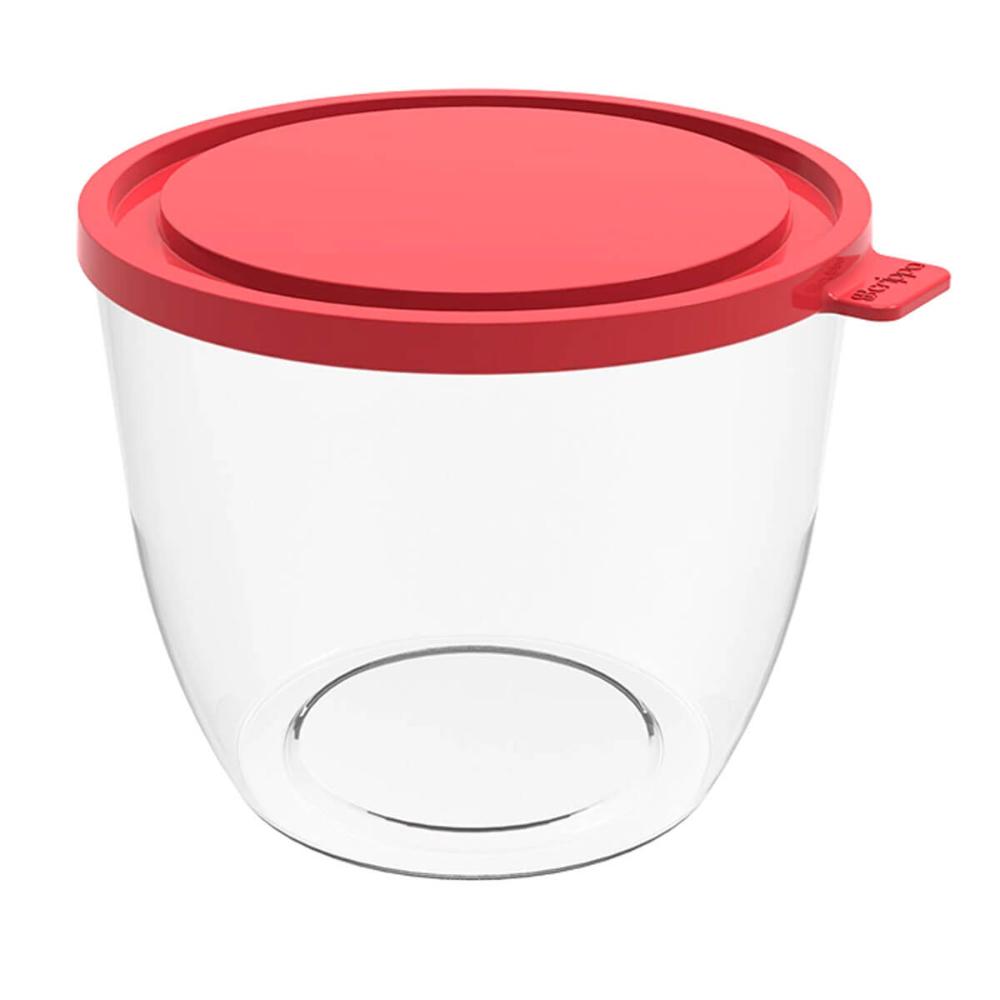 Pote com Tampa 1,9L Redondo Crippa Transparente e Vermelho Bacia Alimentos Frutas
