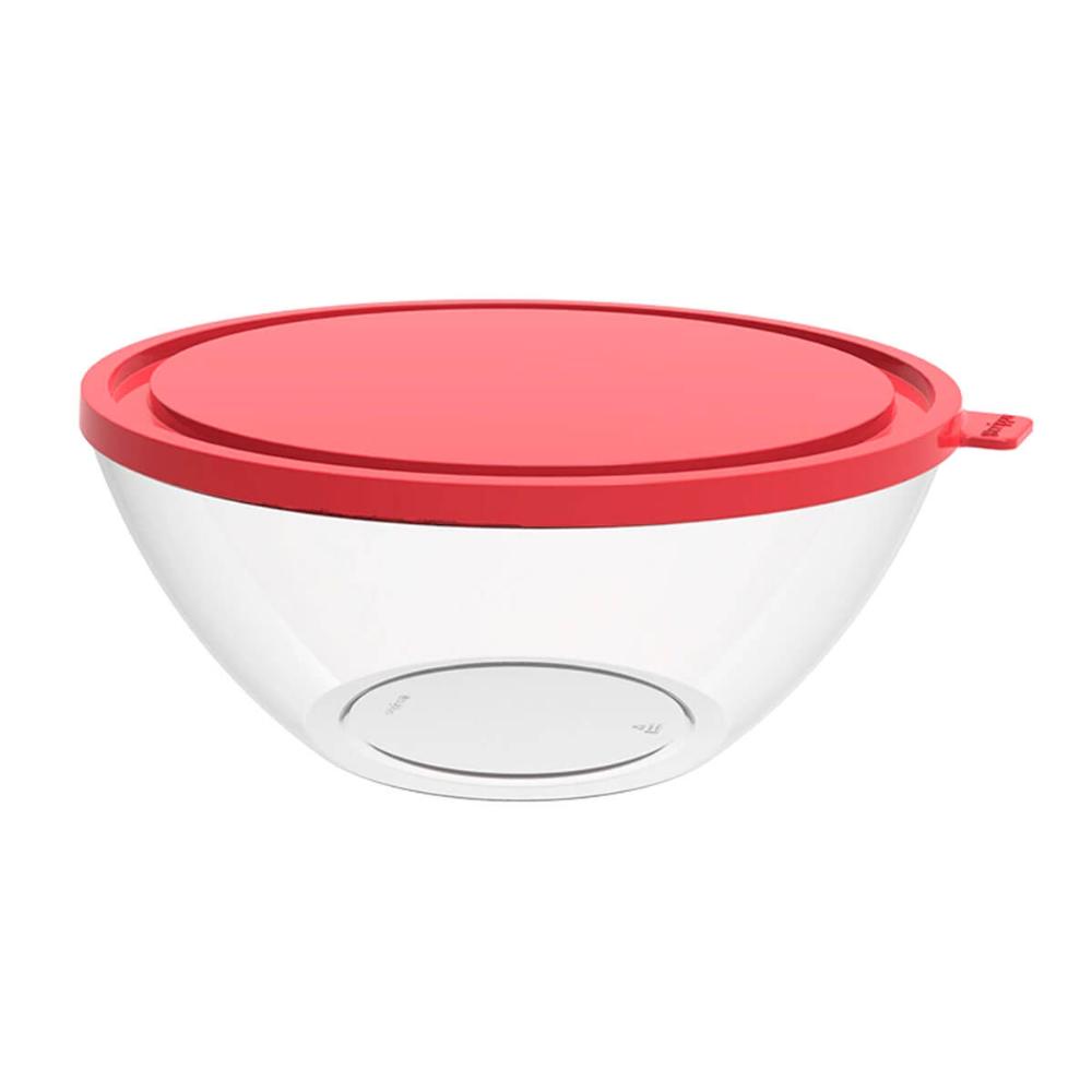 Pote com Tampa 2,3L Redondo Crippa Transparente e Vermelho Bacia Alimentos Frutas